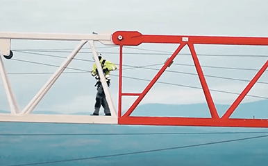 Terex Flat Top Tower Crane with Cropac USA service technician