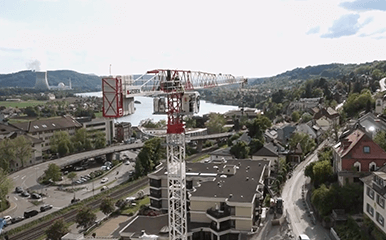 Terex Flat Top Tower Crane with operator team at a USA jobsite