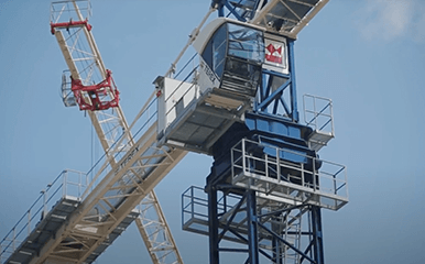 Terex Flat Top Tower Crane at Cropac USA jobsite with crew