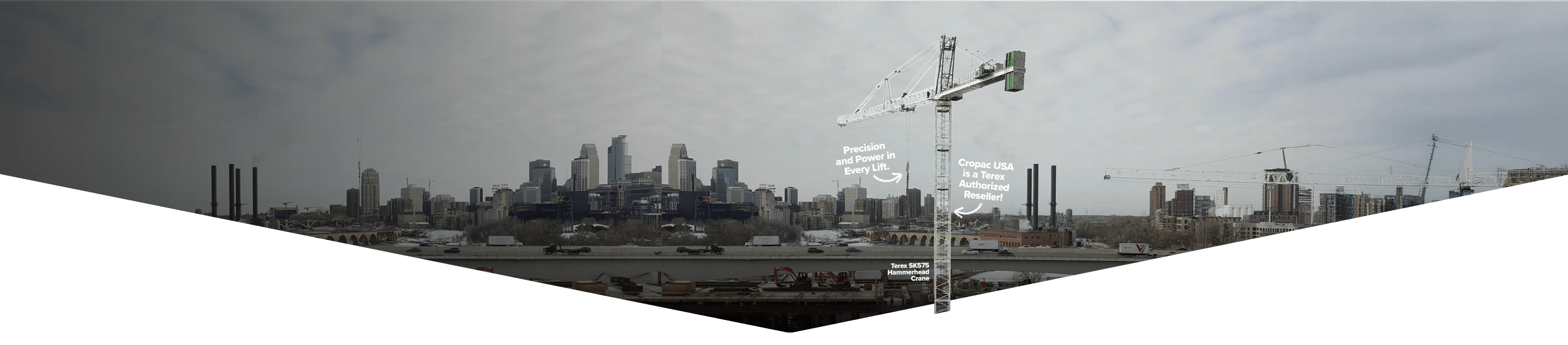 Terex Hammerhead Tower Crane featured in Cropac USA banner