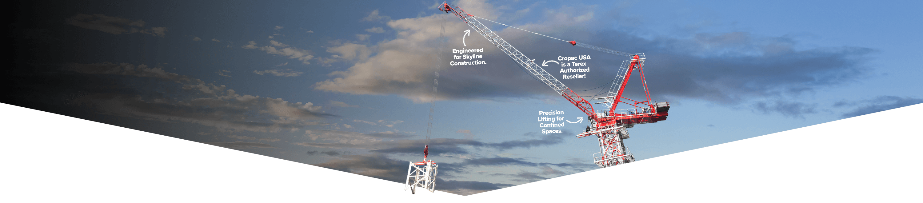 Terex Luffing Tower Crane featured in Cropac USA banner