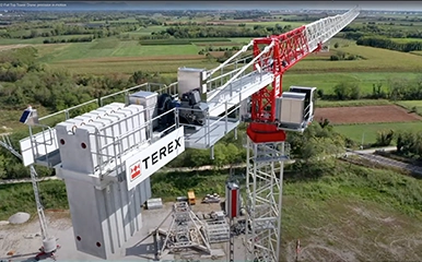 Terex Flat Top Tower Crane operating on jobsite