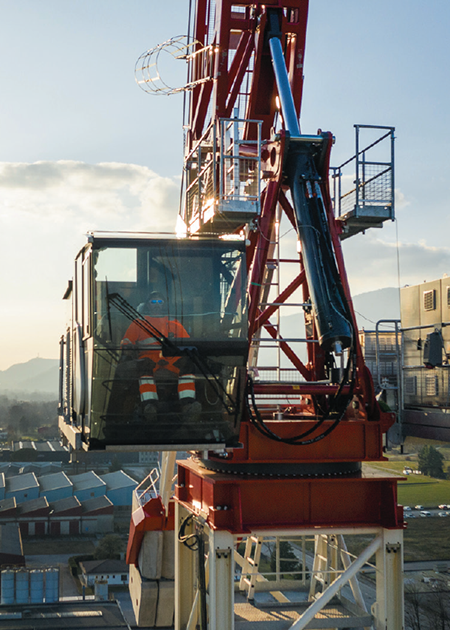Terex Luffing Jib Tower Crane operating on jobsite