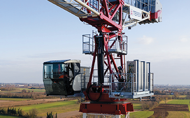Terex Luffing Jib Tower Crane operating on jobsite